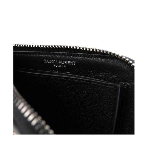 Saint Laurent Men's Black Leather Zip Around Wallet With Silver Stars 417797 - Picture 7 of 7
